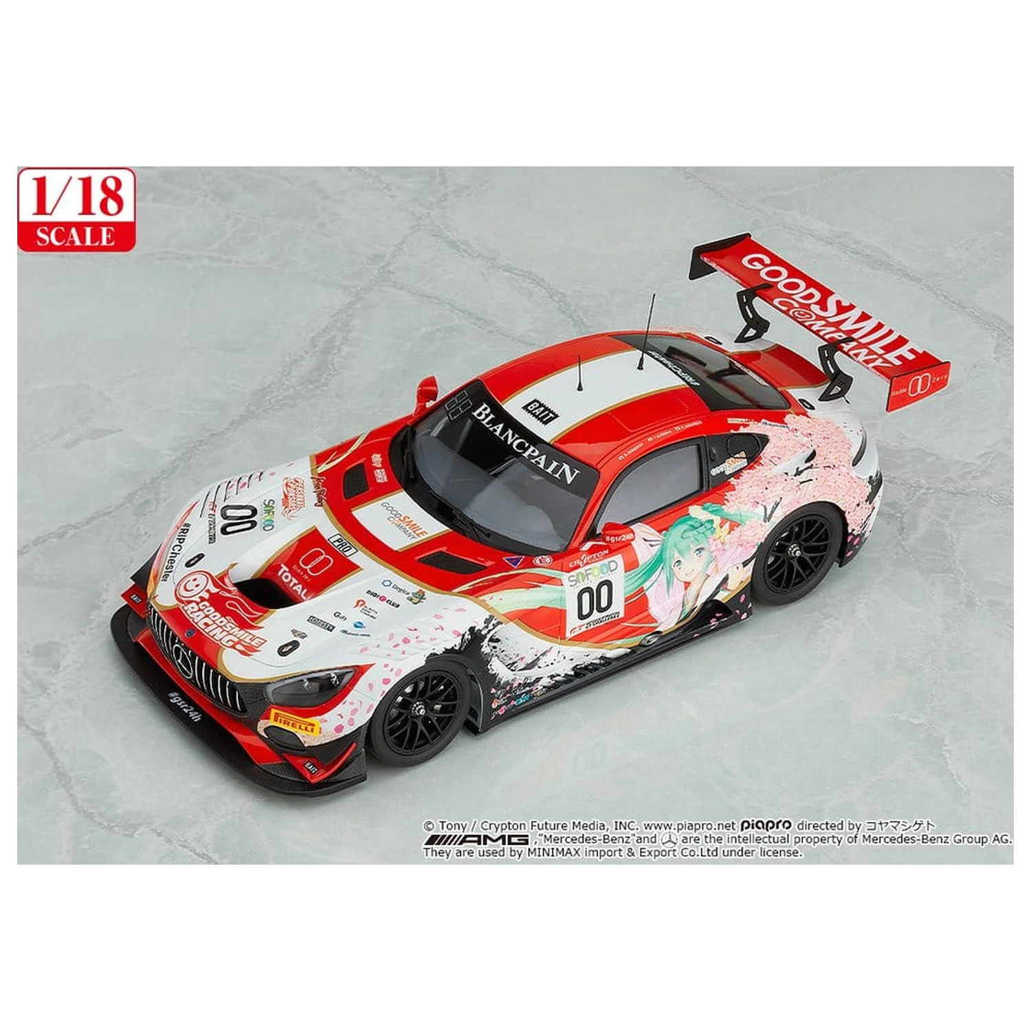 Hatsune Miku GT Project Vozilo 1/18 Good Smile Hatsune Miku AMG 2017 SPA24H Ver. 26 cm fotografija izdelka