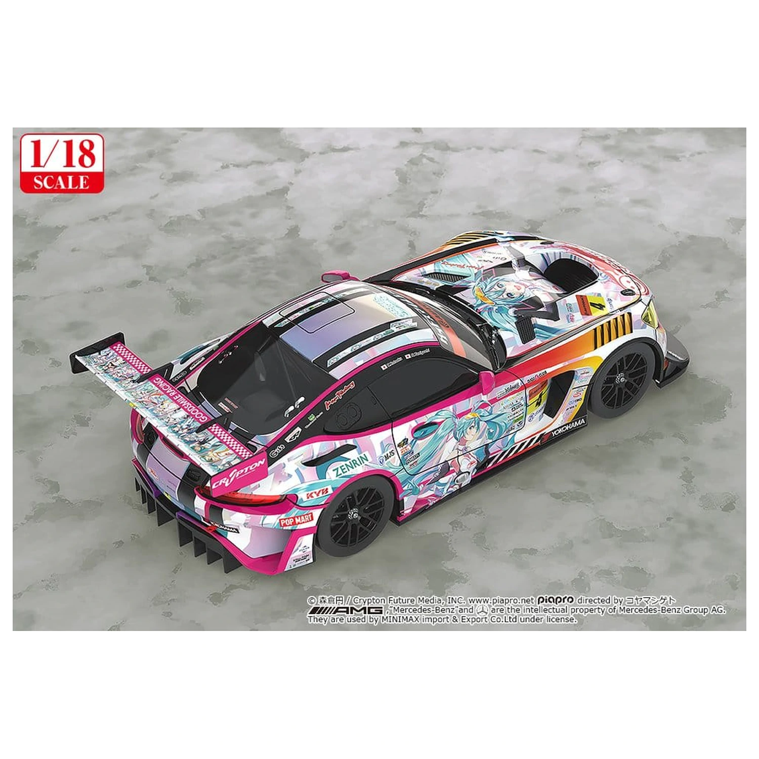 Hatsune Miku GT Project Vozilo 1/18 Good Smile Hatsune Miku AMG 2021 SUPER GT 100. Dirka Spominska Različica 26 cm fotografija izdelka