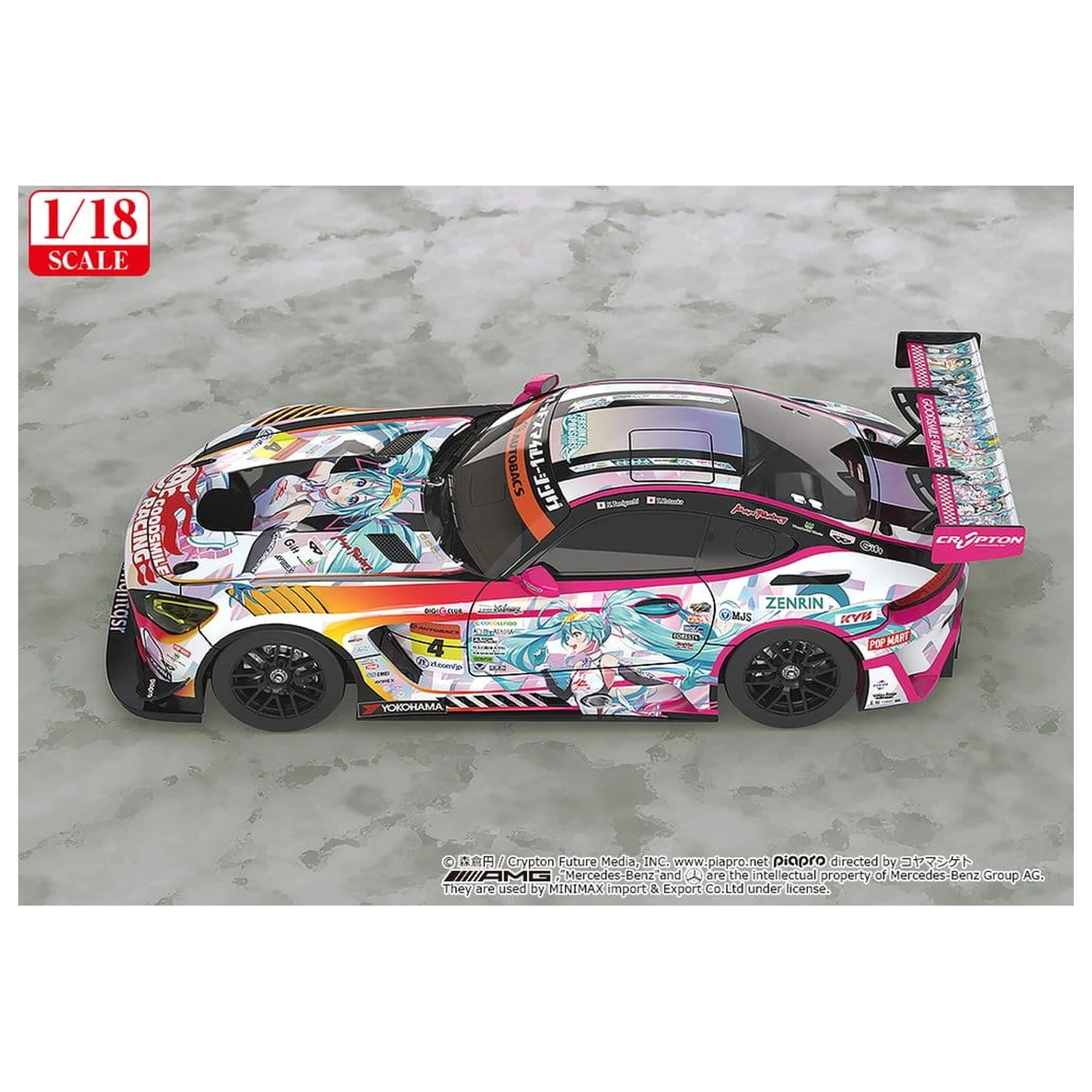 Hatsune Miku GT Project Vozilo 1/18 Good Smile Hatsune Miku AMG 2021 SUPER GT 100. Dirka Spominska Različica 26 cm fotografija izdelka