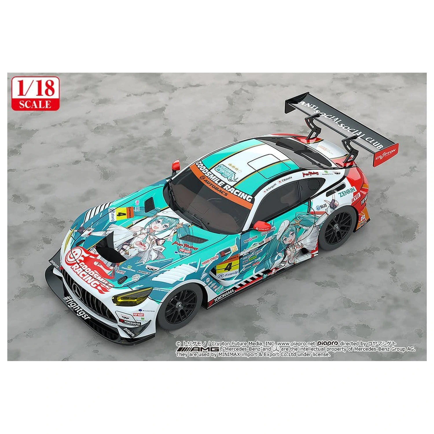 Hatsune Miku GT Project Vozilo 1/18 Good Smile Hatsune Miku AMG 2023 Season Opening Ver. 26 cm fotografija izdelka