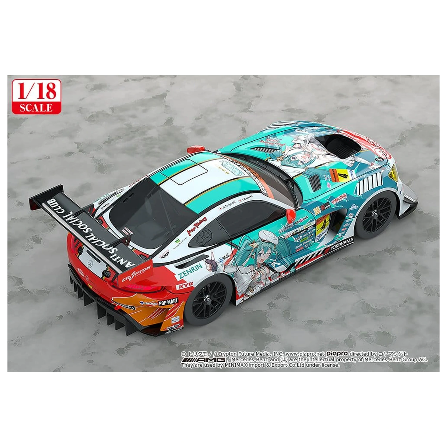 Hatsune Miku GT Project Vozilo 1/18 Good Smile Hatsune Miku AMG 2023 Season Opening Ver. 26 cm fotografija izdelka