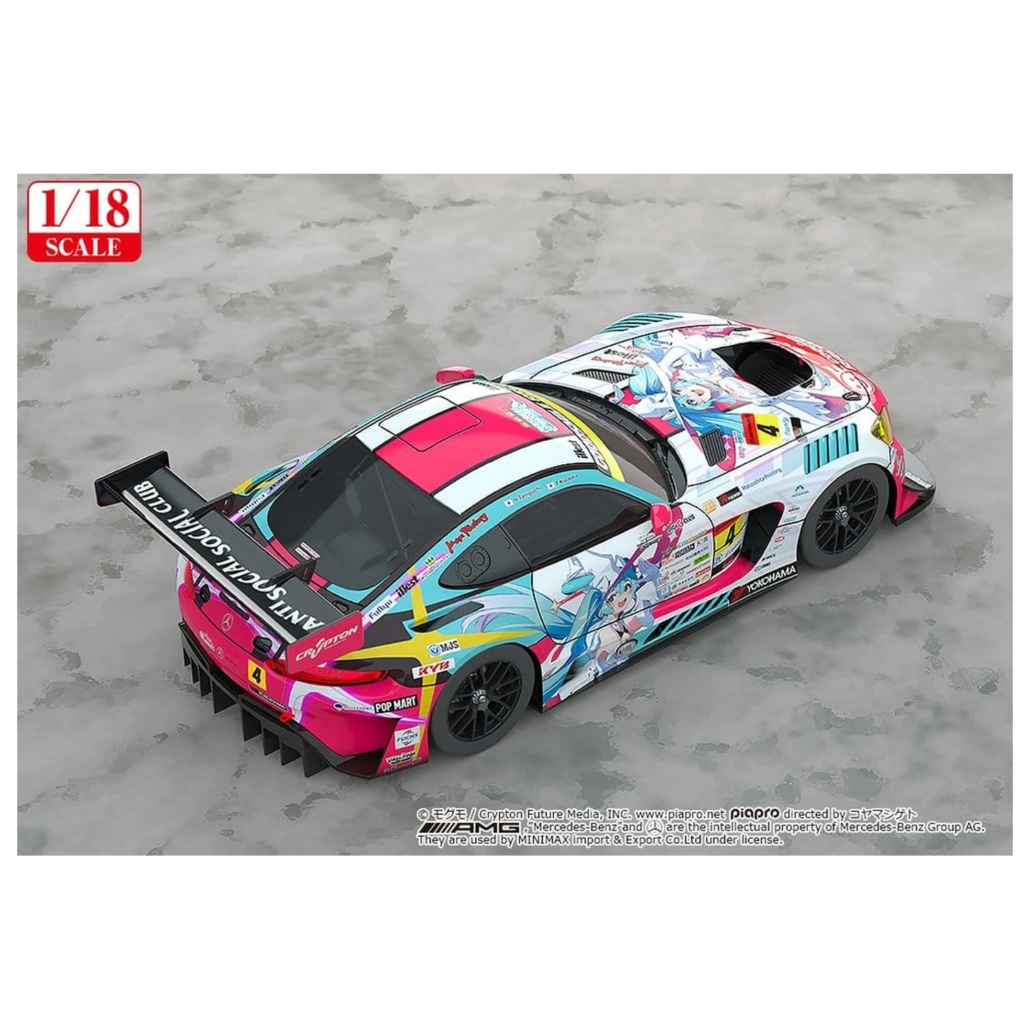 Hatsune Miku GT Project Vozilo 1/18 Good Smile Hatsune Miku AMG 2024 Season Opening Ver. 26 cm fotografija izdelka