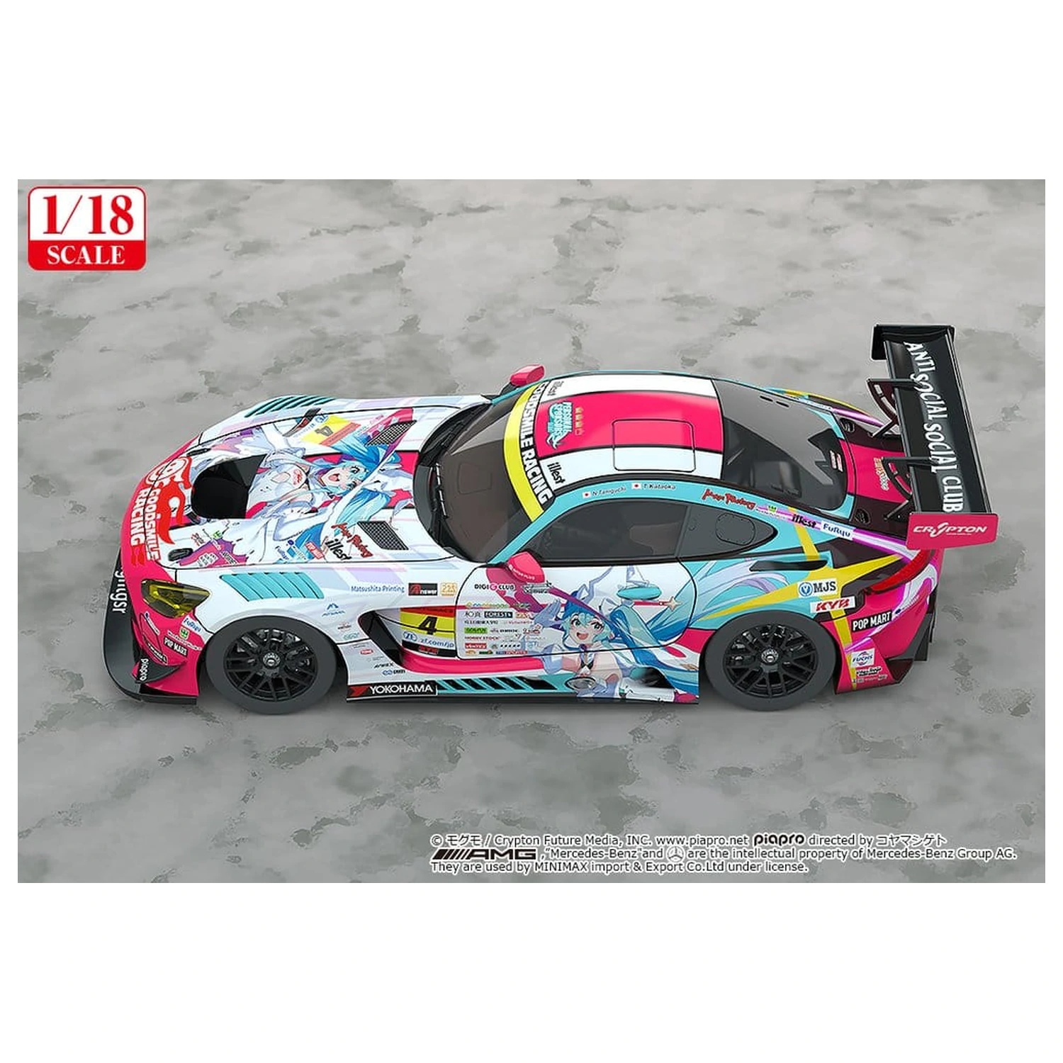 Hatsune Miku GT Project Vozilo 1/18 Good Smile Hatsune Miku AMG 2024 Season Opening Ver. 26 cm fotografija izdelka