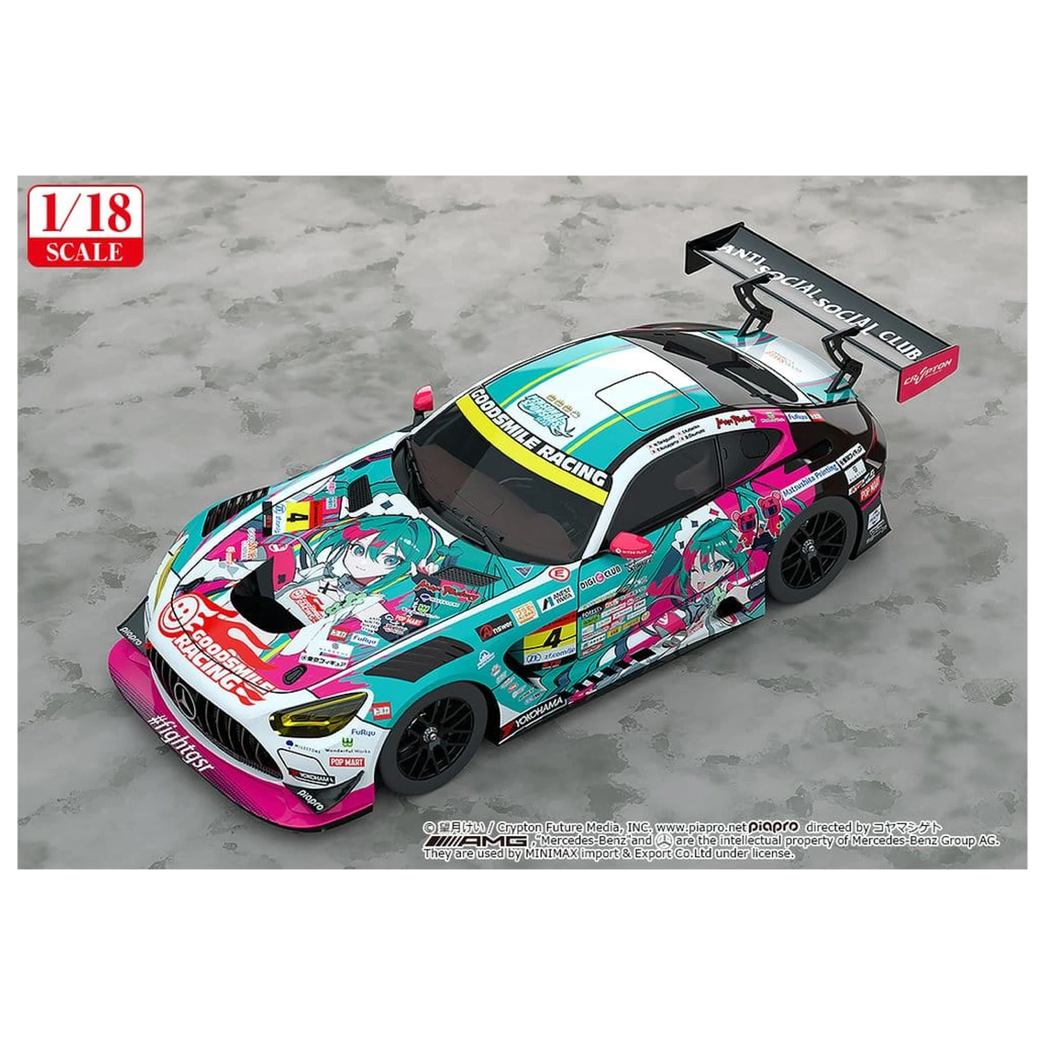Hatsune Miku GT Project Vozilo 1/18 Good Smile Hatsune Miku AMG 2025 Season Opening Ver. 26 cm fotografija izdelka