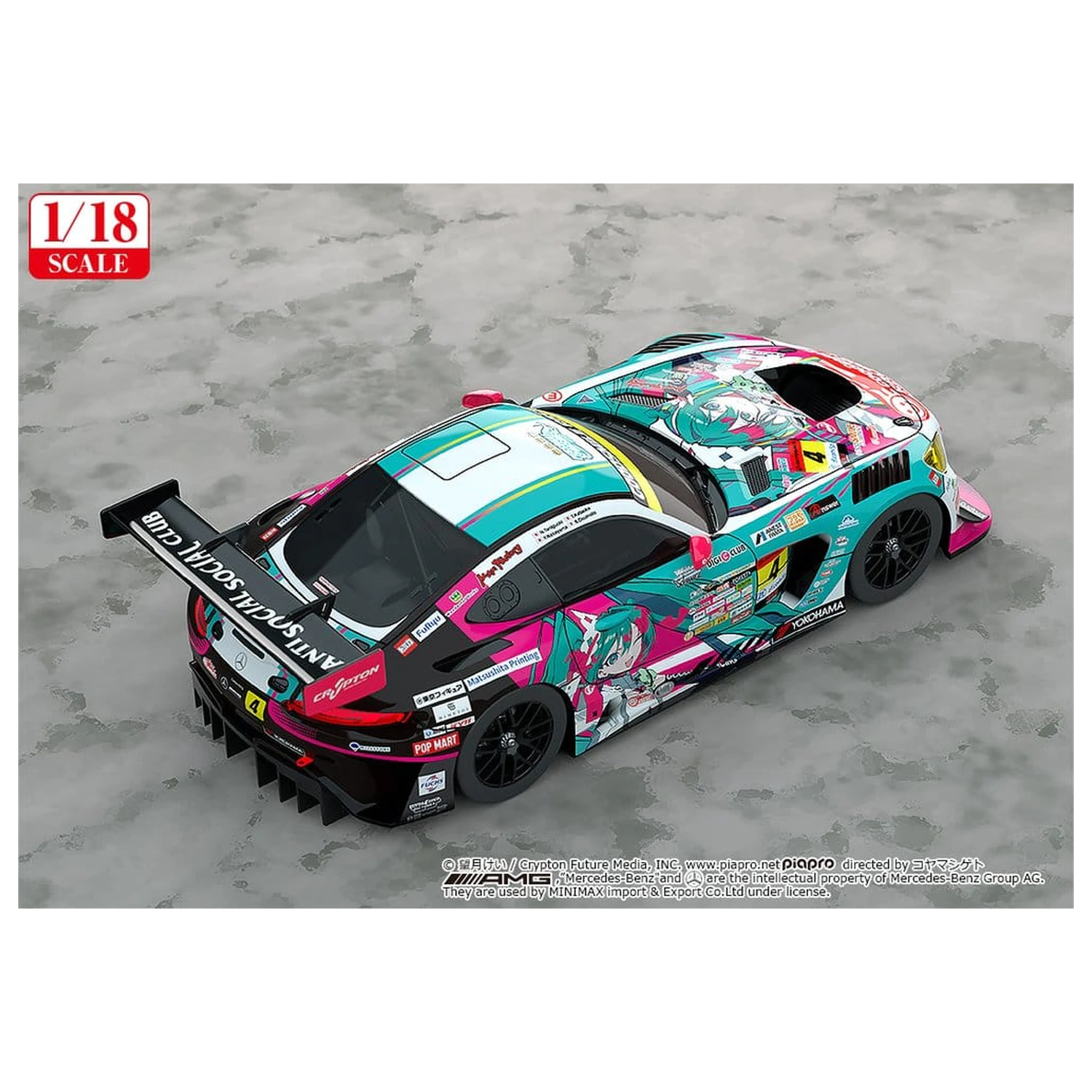 Hatsune Miku GT Project Vozilo 1/18 Good Smile Hatsune Miku AMG 2025 Season Opening Ver. 26 cm fotografija izdelka
