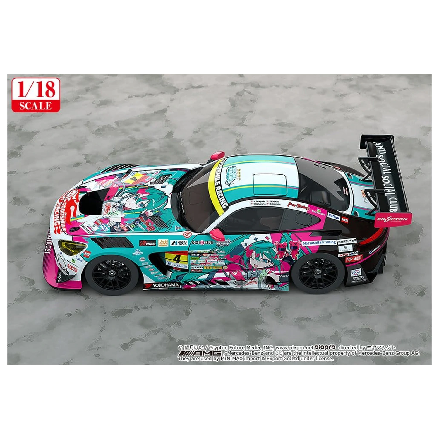 Hatsune Miku GT Project Vozilo 1/18 Good Smile Hatsune Miku AMG 2025 Season Opening Ver. 26 cm fotografija izdelka