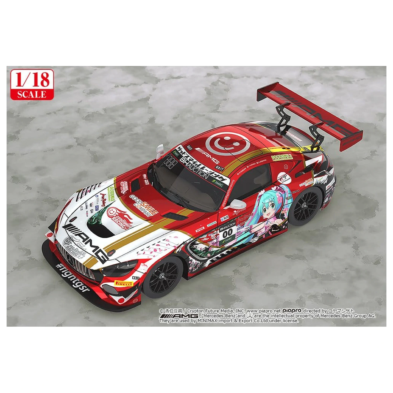 Hatsune Miku GT Project Vozilo 1/18 Mercedes-AMG Team GOOD SMILE 2019 SUZUKA 10HOURS Ver. 26 centimetrov fotografija izdelka