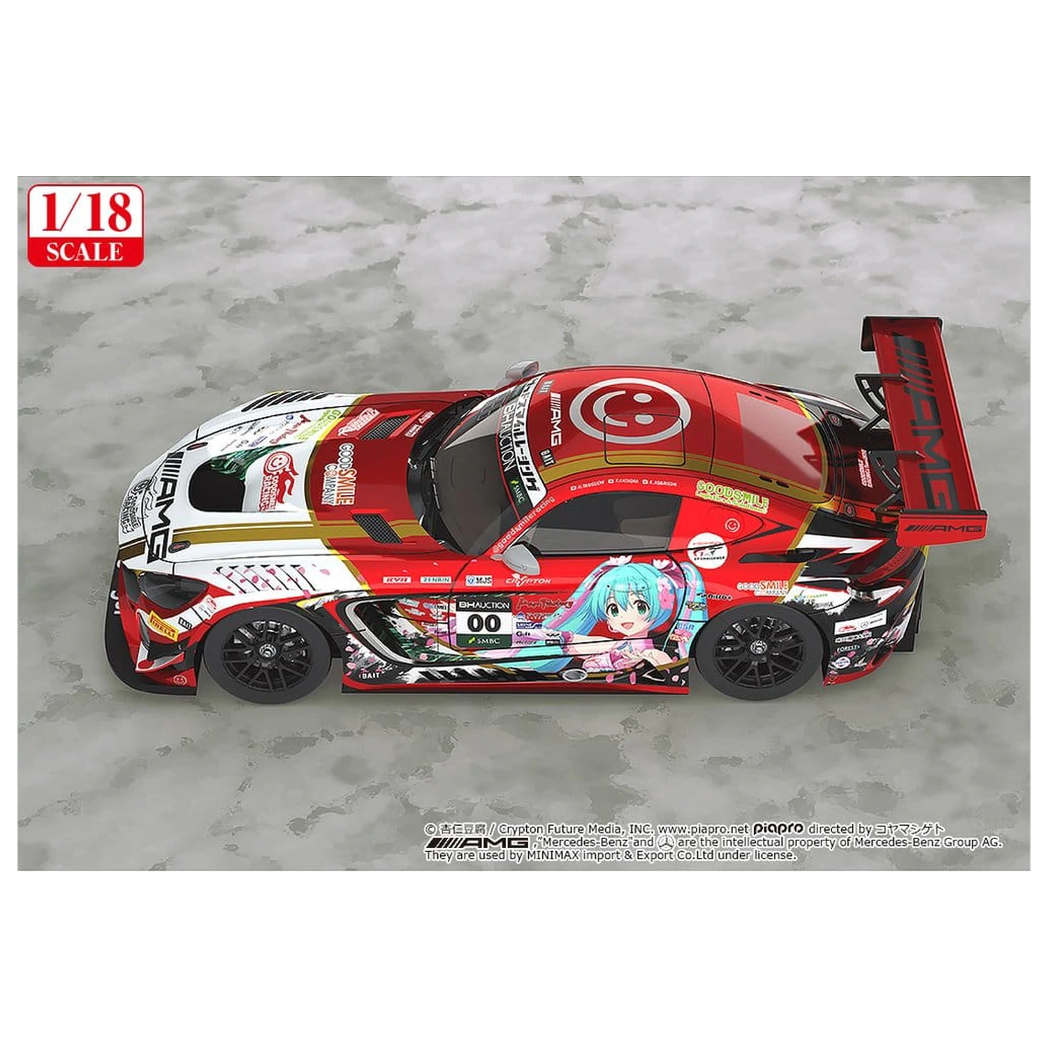 Hatsune Miku GT Project Vozilo 1/18 Mercedes-AMG Team GOOD SMILE 2019 SUZUKA 10HOURS Ver. 26 centimetrov fotografija izdelka