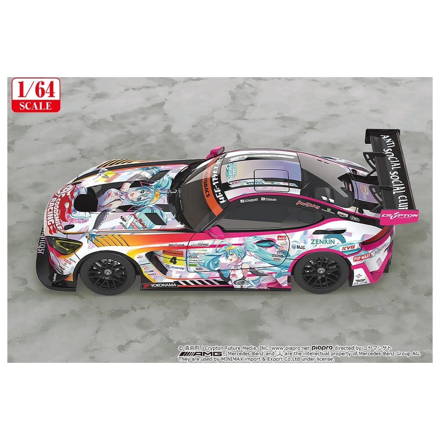 Hatsune Miku GT Project Vozilo 1/64 Hatsune Miku AMG 2021 SUPER GT Krog 5 Ver. 7 cm fotografija izdelka