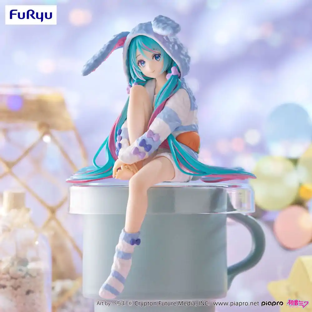 Hatsune Miku Noodle Stopper PVC Kip Hatsune Miku Rabbit Ear Hood Pajama Blue Color Ver. 14 cm fotografija izdelka