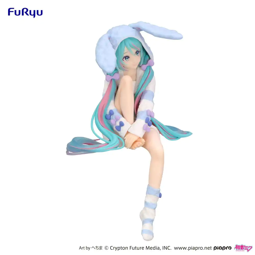 Hatsune Miku Noodle Stopper PVC Kip Hatsune Miku Rabbit Ear Hood Pajama Blue Color Ver. 14 cm fotografija izdelka