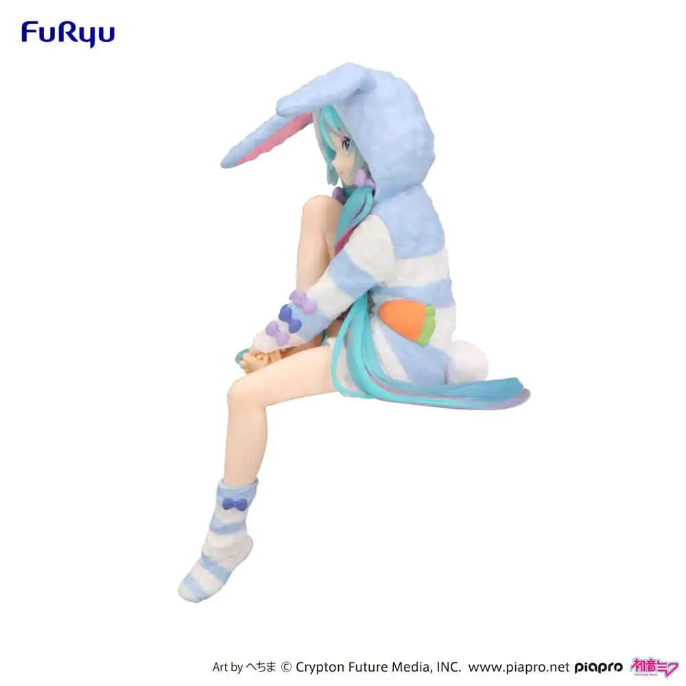 Hatsune Miku Noodle Stopper PVC Kip Hatsune Miku Rabbit Ear Hood Pajama Blue Color Ver. 14 cm fotografija izdelka