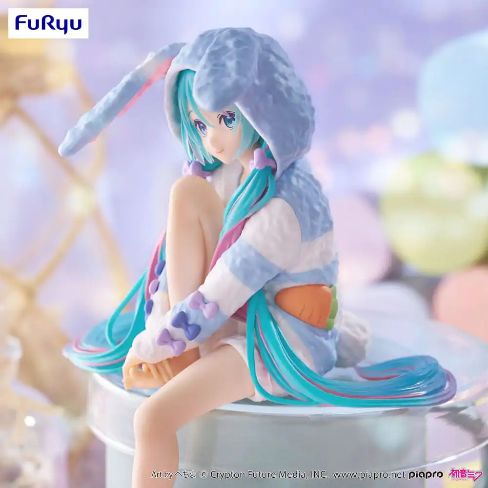 Hatsune Miku Noodle Stopper PVC Kip Hatsune Miku Rabbit Ear Hood Pajama Blue Color Ver. 14 cm fotografija izdelka