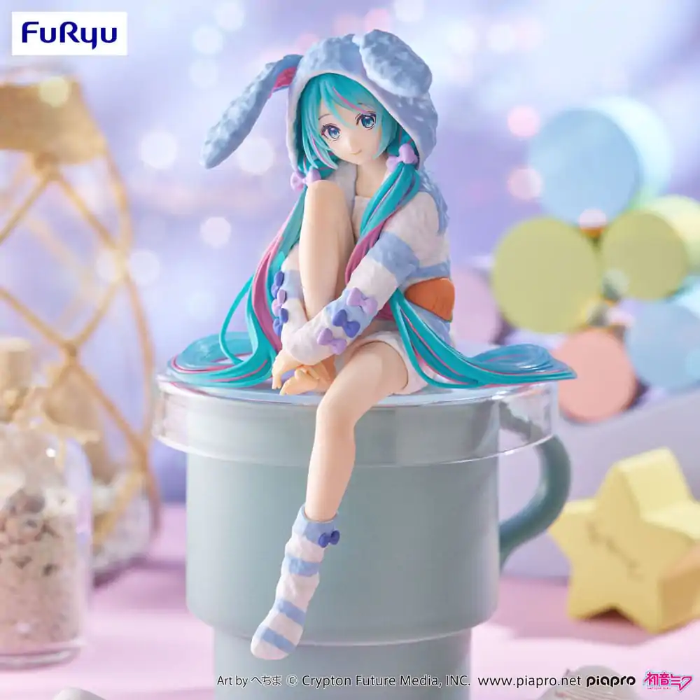 Hatsune Miku Noodle Stopper PVC Kip Hatsune Miku Rabbit Ear Hood Pajama Blue Color Ver. 14 cm fotografija izdelka