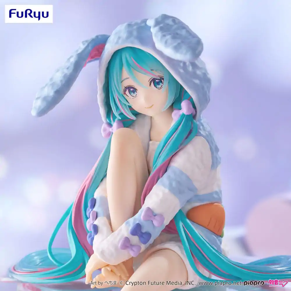 Hatsune Miku Noodle Stopper PVC Kip Hatsune Miku Rabbit Ear Hood Pajama Blue Color Ver. 14 cm fotografija izdelka