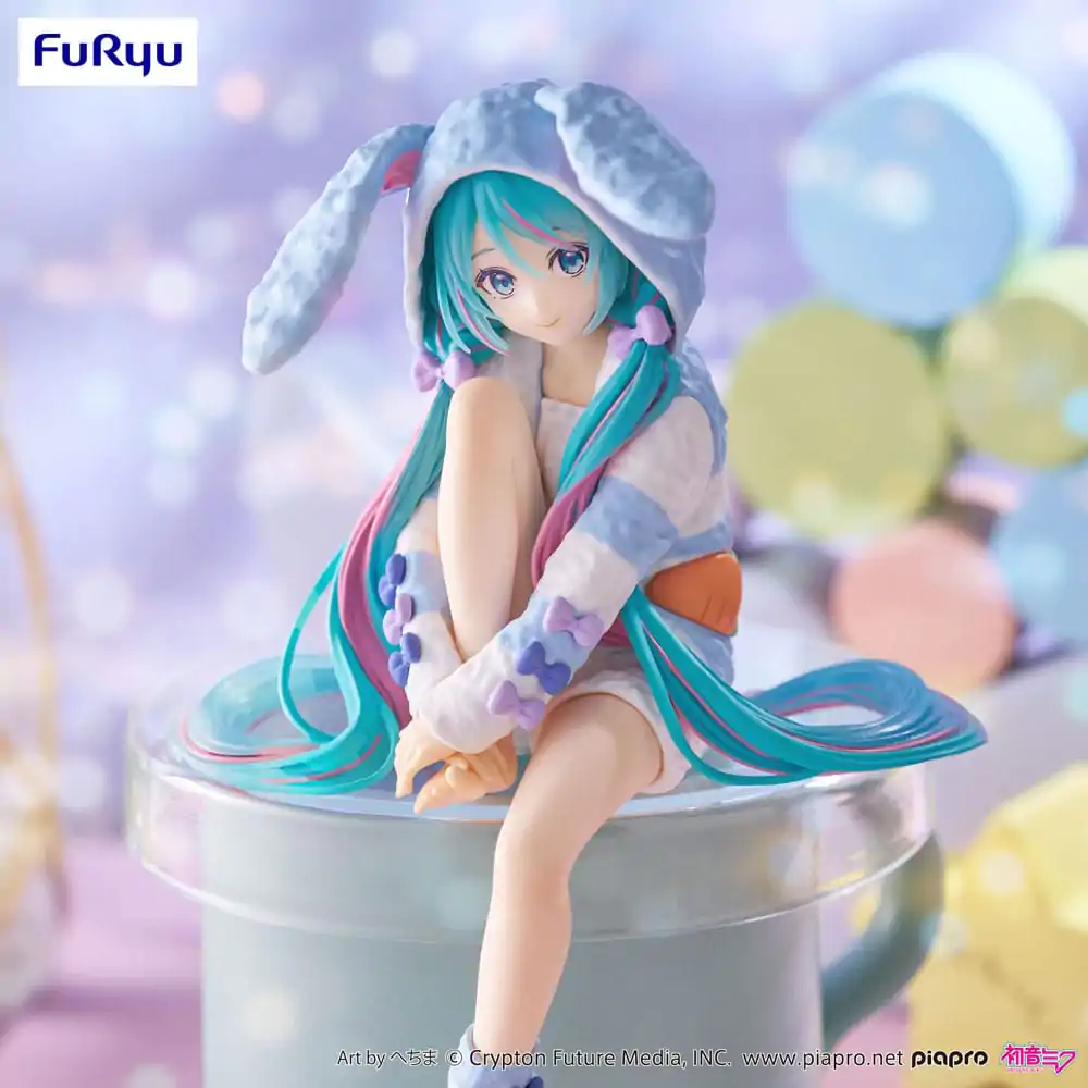 Hatsune Miku Noodle Stopper PVC Kip Hatsune Miku Rabbit Ear Hood Pajama Blue Color Ver. 14 cm fotografija izdelka