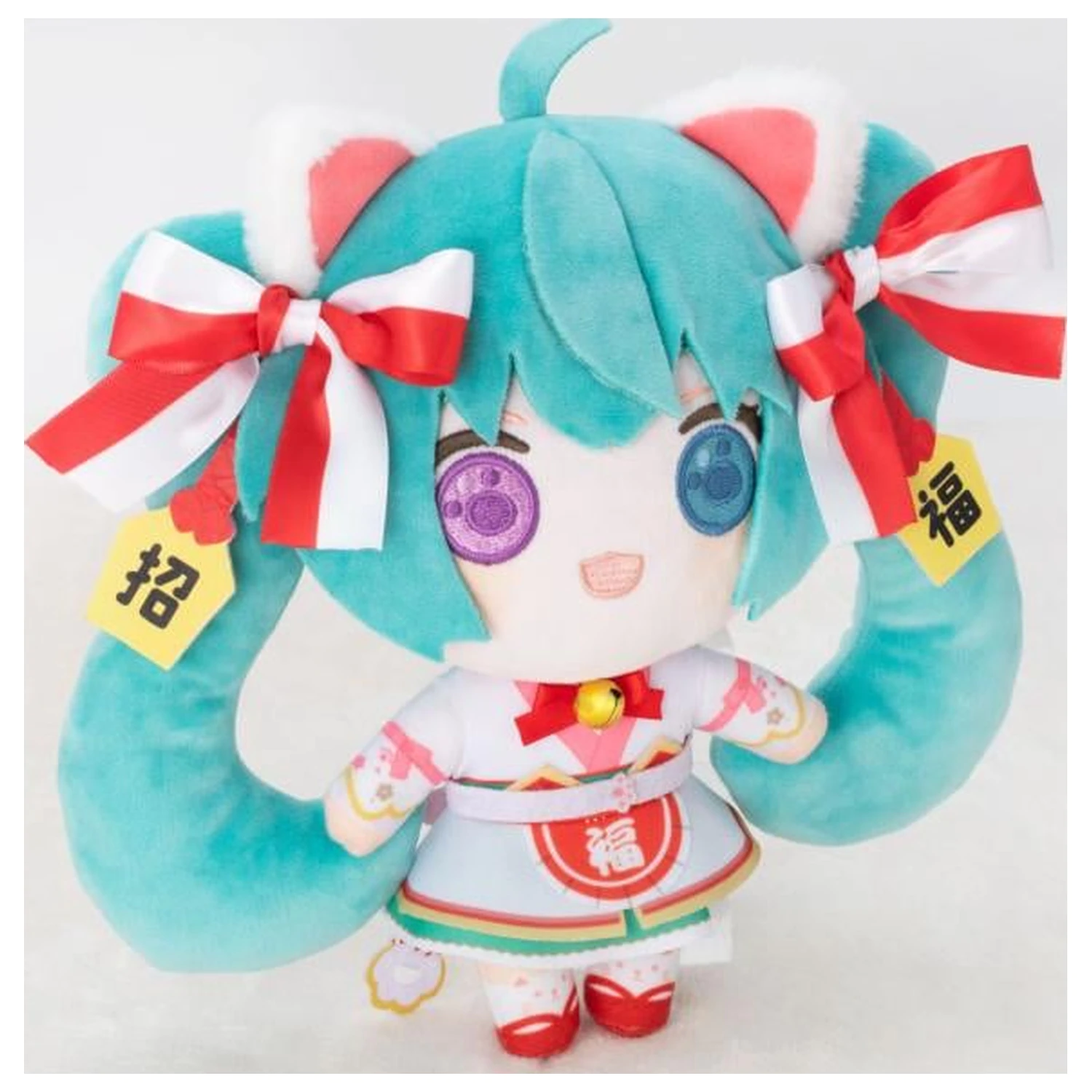 Hatsune Miku x Maneki-Neko White Cat plišasta igrača 22 cm fotografija izdelka