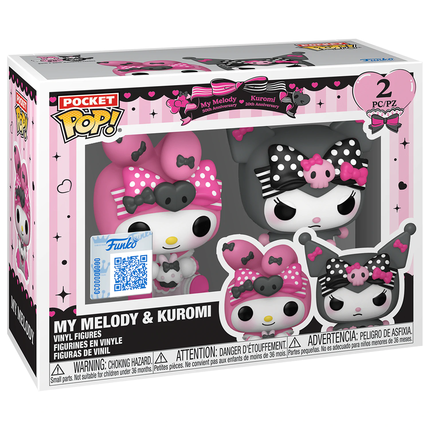 Hello Kitty Funko Pocket POP! Vinilne figurice 2-paket My Melody & Kuromi 4 cm fotografija izdelka