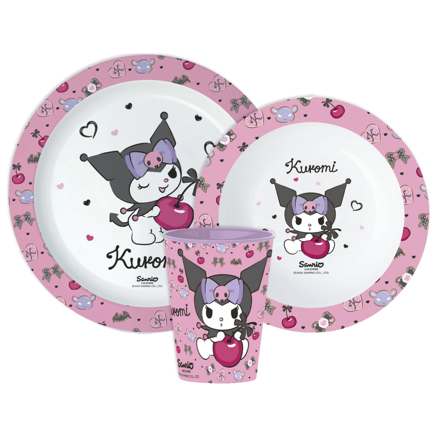 Hello Kitty Kuromi set posode, Micro Plastic Set, s 260 ml steklom fotografija izdelka