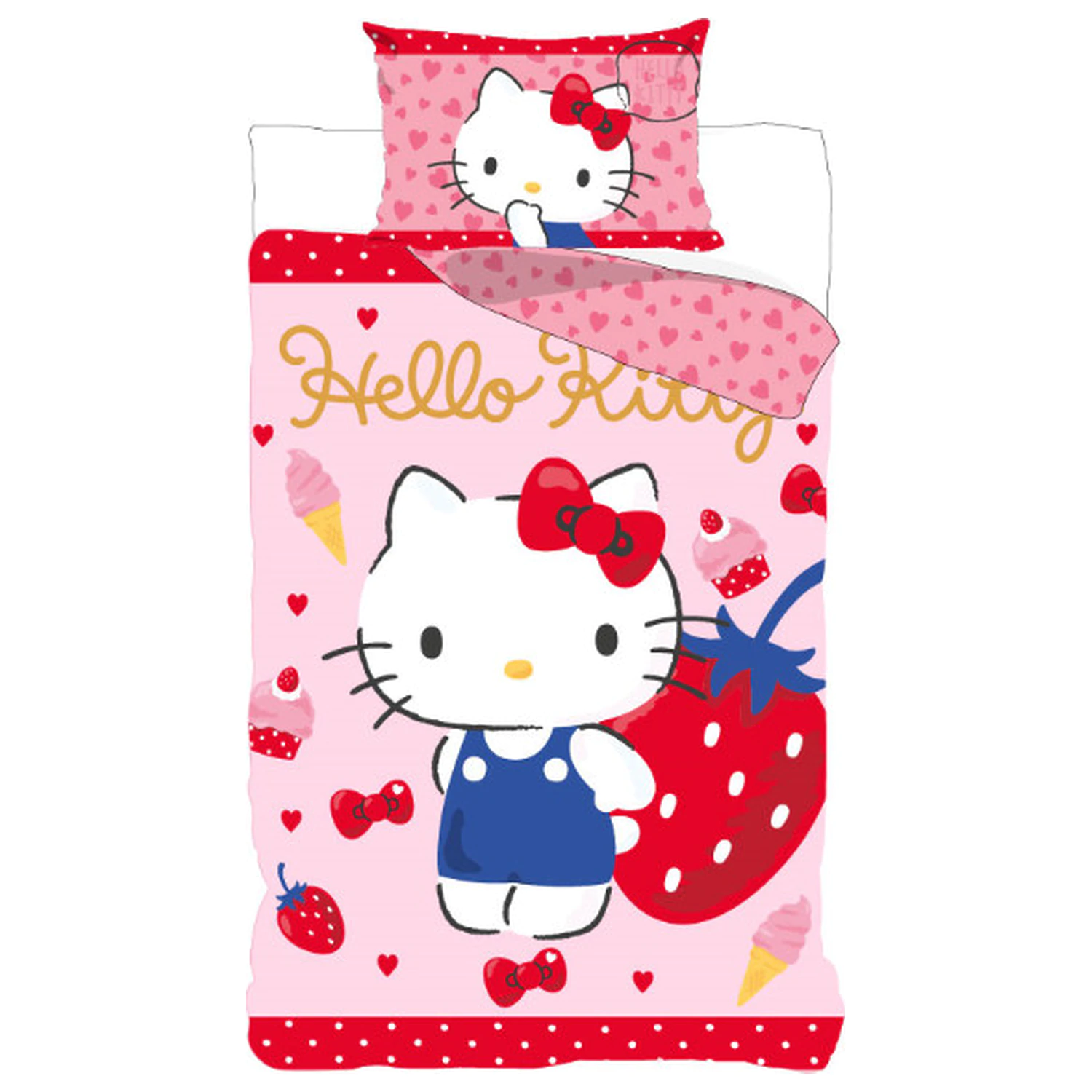 Hello Kitty Strawberry otroški set prevleke za odejo fotografija izdelka