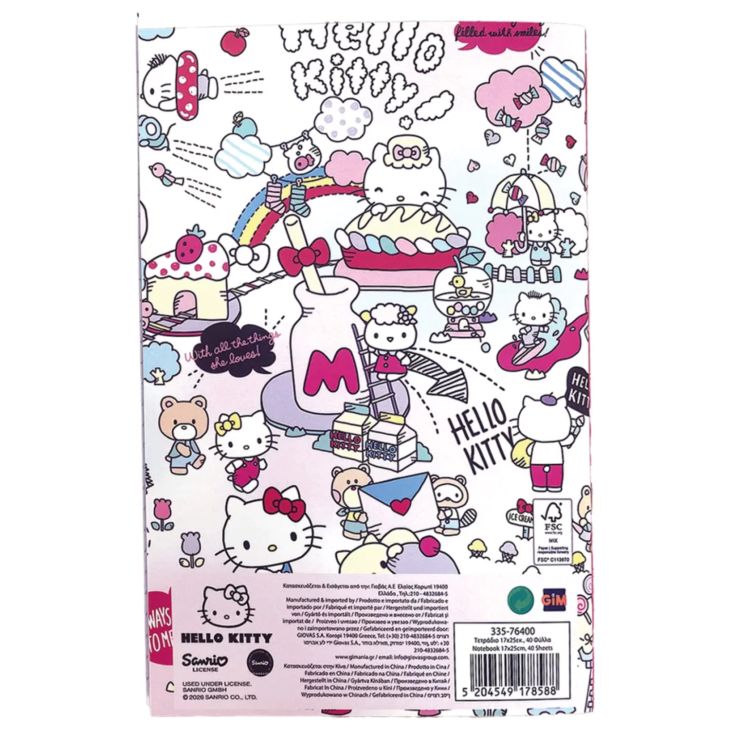 Hello Kitty Things B/5 črtasti zvezek, 40 strani fotografija izdelka