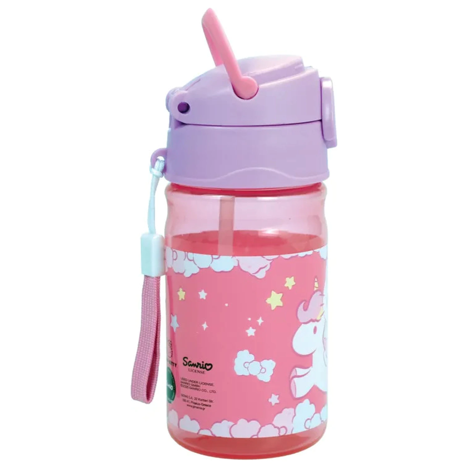 Hello Kitty Unicorn Plastična plastenka za pitje s slamico in vrvico 350 ml fotografija izdelka