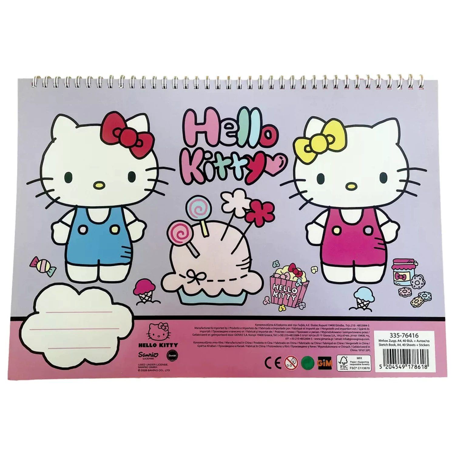 Hello Kitty World A/4 spiralni skicirni blok 40 listov z nalepkami fotografija izdelka