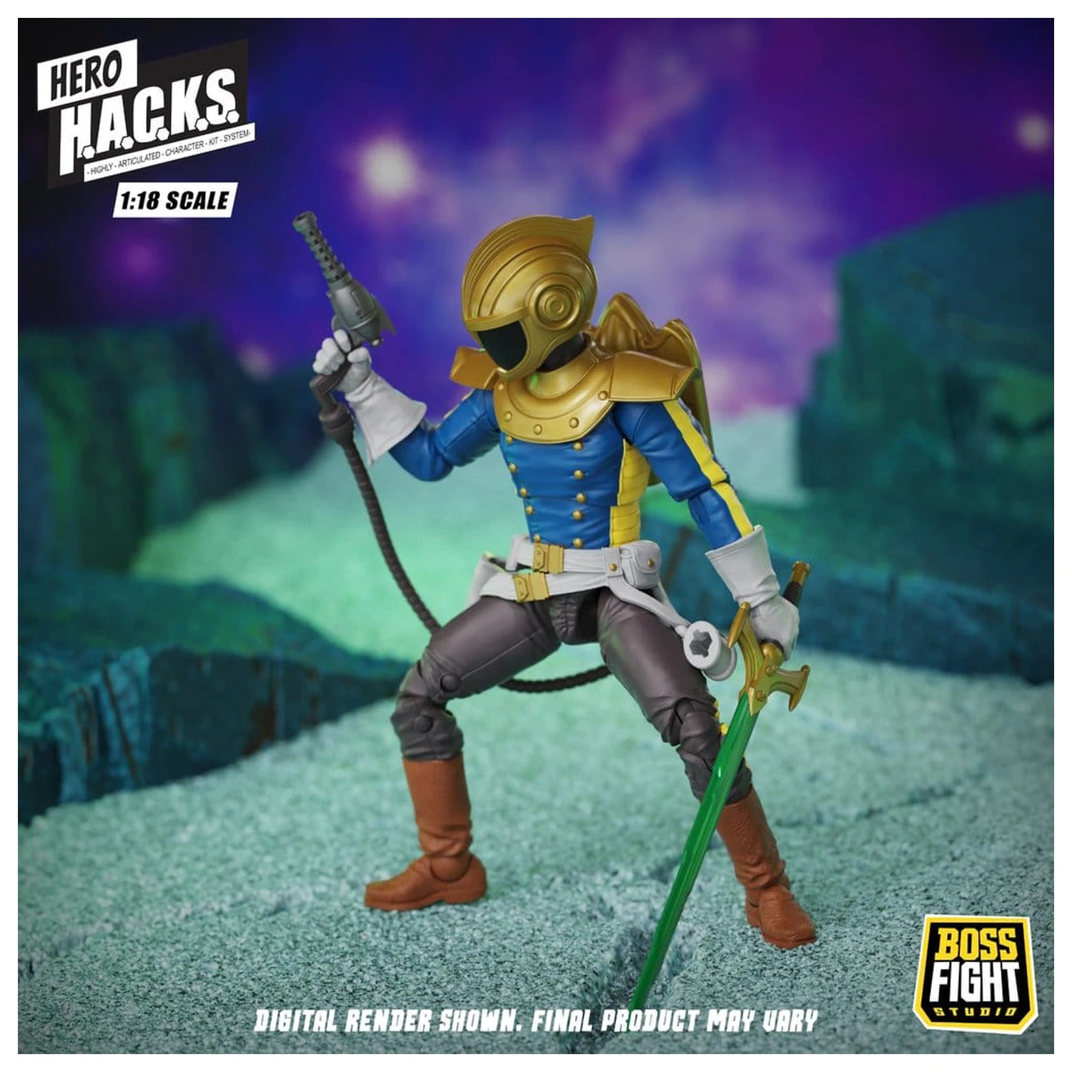 Hero H.A.C.K.S. Osnovna akcijska figura 1/18 Heroes and Villains Val 1 Jett Steelblade: Stellar Knight of Accord fotografija izdelka