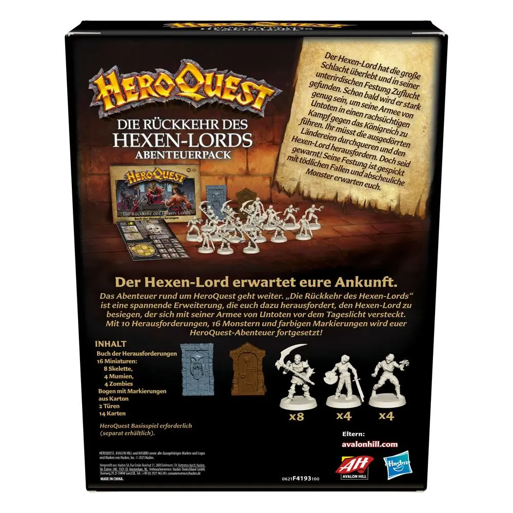 HeroQuest družabna igra razširitev HeroQuest Die Rückkehr des Hexen-Lords Quest Pack nemško fotografija izdelka