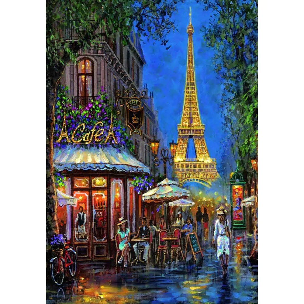 Visokokakovostna Noč v kavarni Eiffel puzzle 500 kosov fotografija izdelka