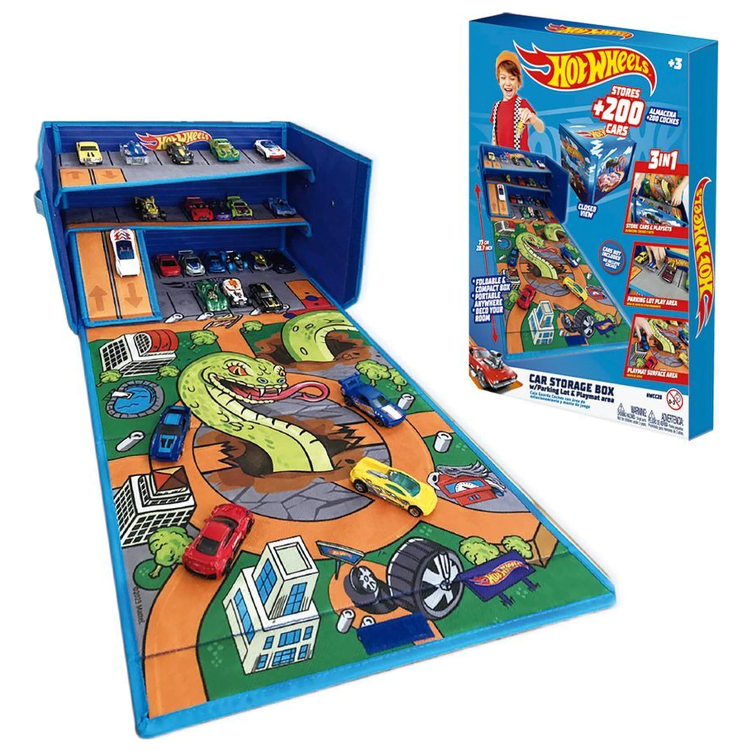 Hot Wheels Avto organizator škatla s stezo in igralno površino fotografija izdelka