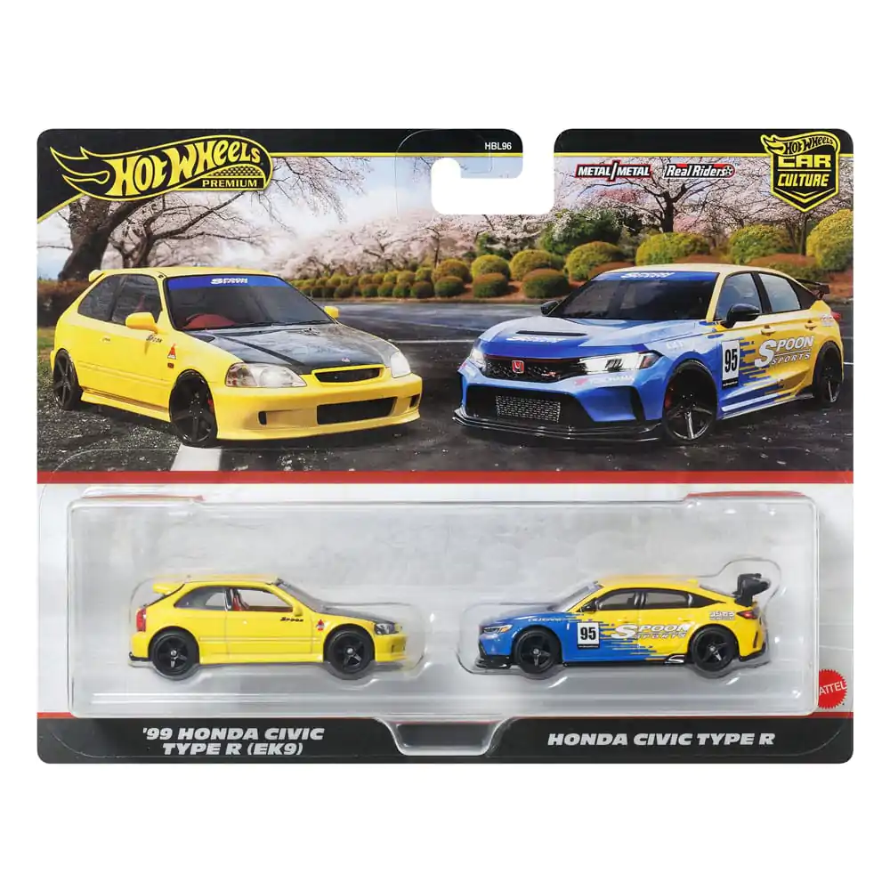 Hot Wheels Premium Car Culture Diecast Vozilo 2-Paket 1/64 '99 Honda Civic Type R (EK9) & Honda Civic Type R fotografija izdelka