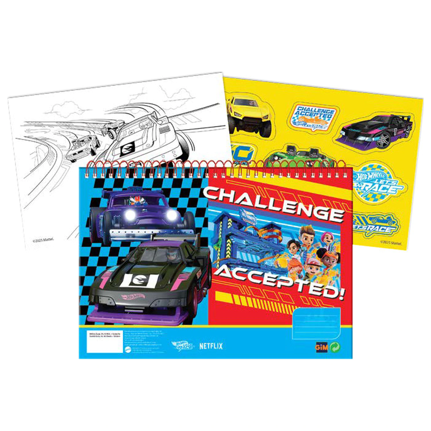 Hot Wheels Challenge A/4 spiralni skicirni blok 40 listov z nalepkami fotografija izdelka