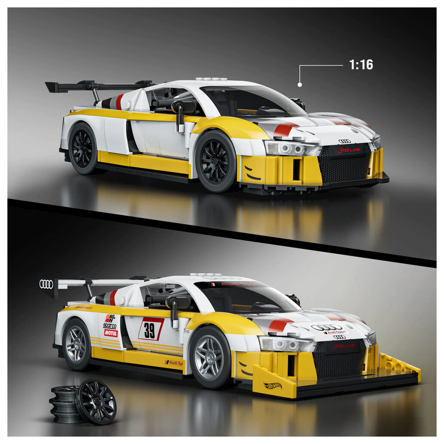 Hot Wheels Elite Mattel Brick Shop Komplet za sestavljanje 1/16 '15 Audi R8 LMS fotografija izdelka