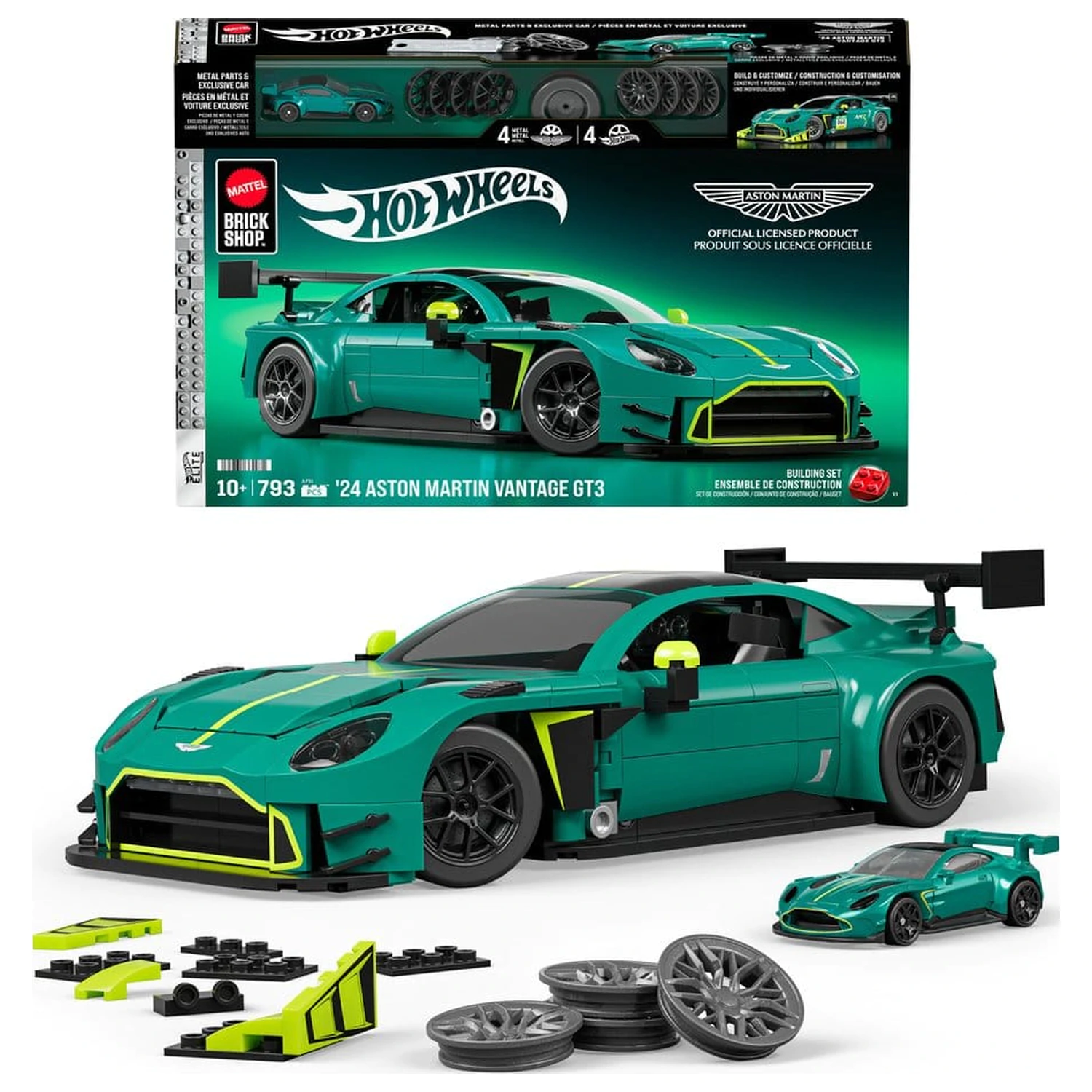 Hot Wheels Elite Mattel Brick Shop komplet za sestavljanje 1/16 '24 Aston Martin Vantage GT3 fotografija izdelka