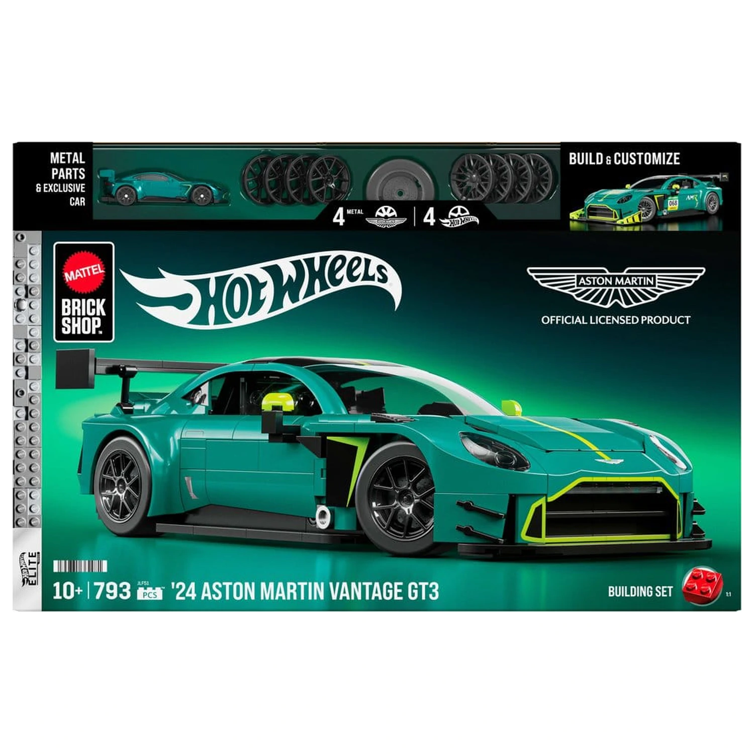 Hot Wheels Elite Mattel Brick Shop komplet za sestavljanje 1/16 '24 Aston Martin Vantage GT3 fotografija izdelka