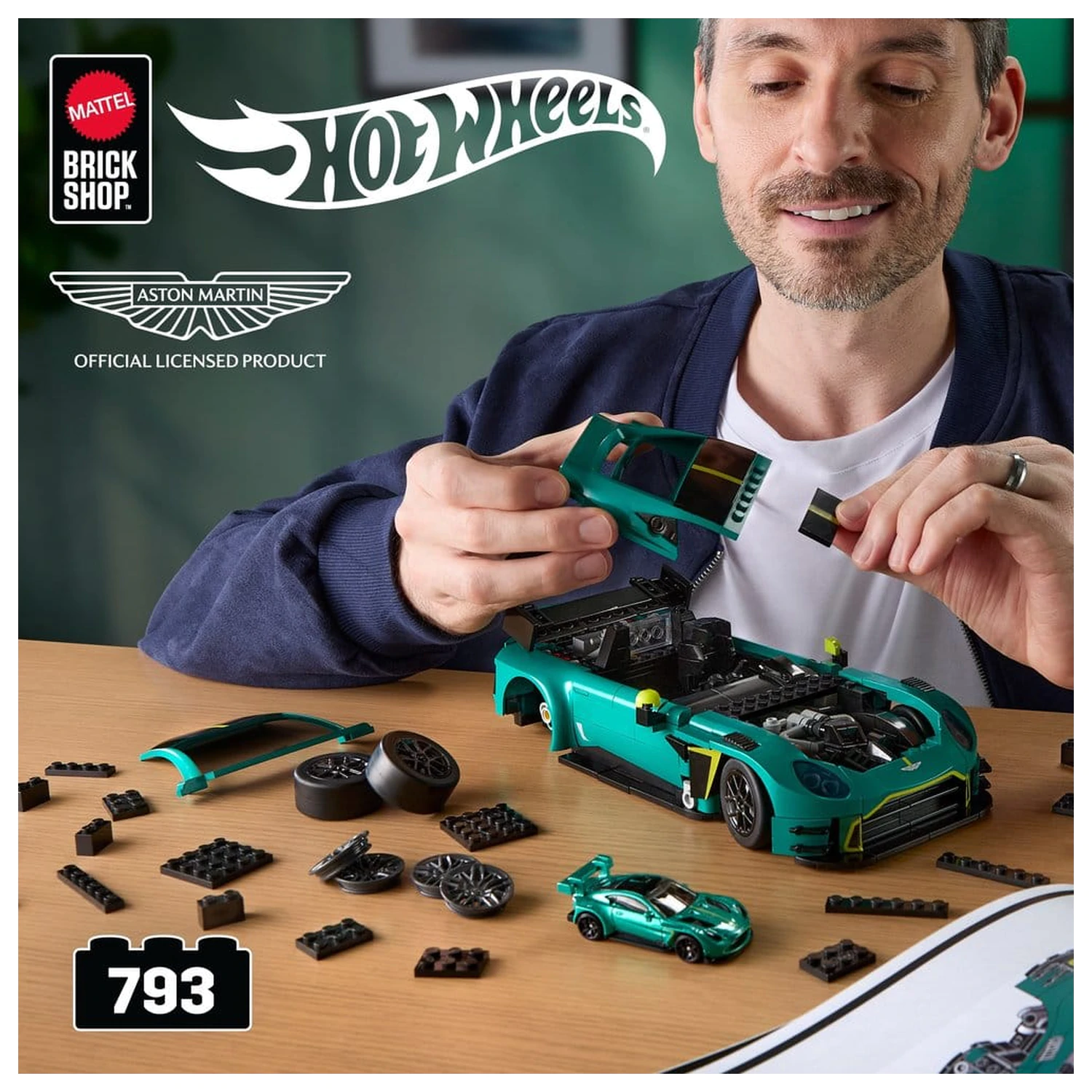 Hot Wheels Elite Mattel Brick Shop komplet za sestavljanje 1/16 '24 Aston Martin Vantage GT3 fotografija izdelka