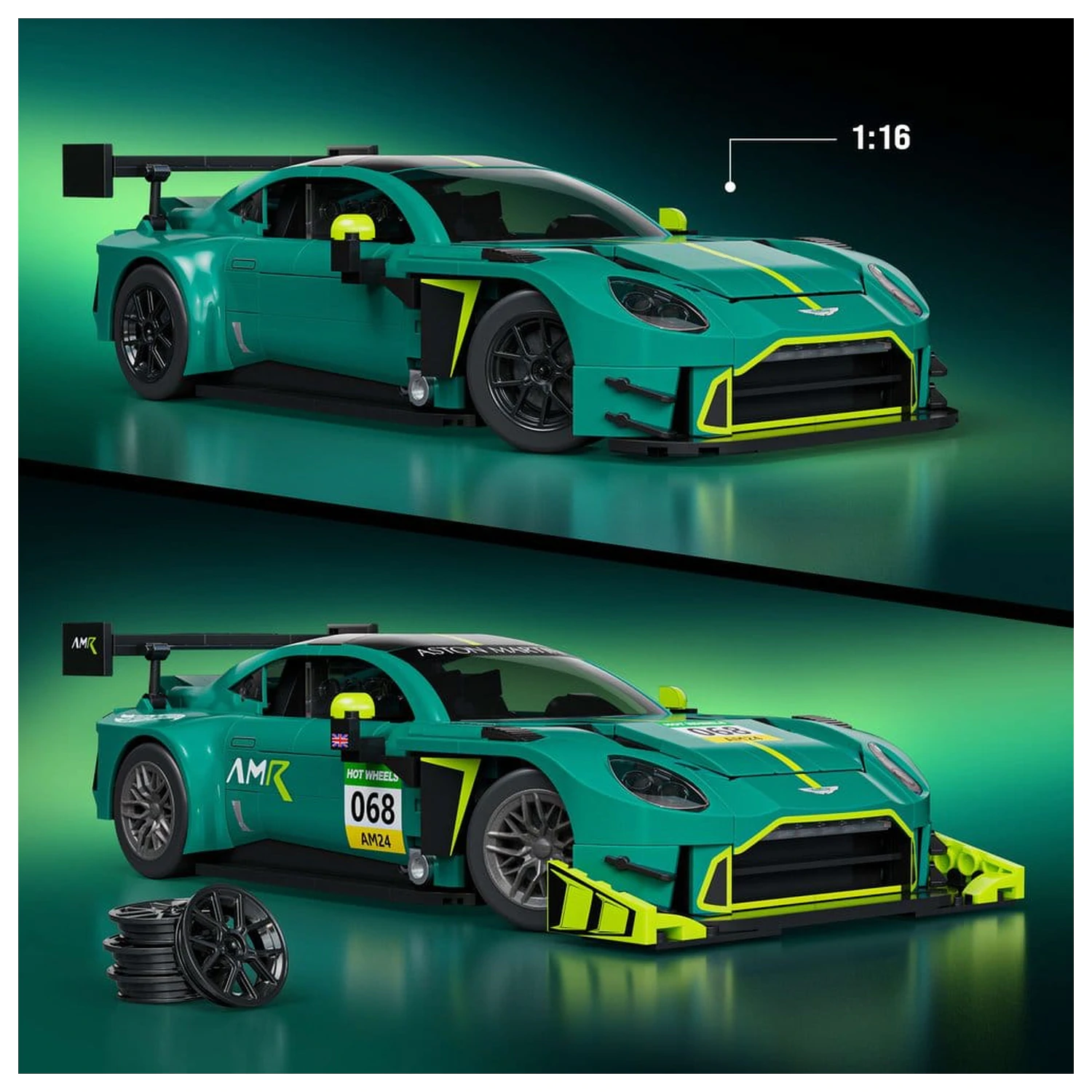 Hot Wheels Elite Mattel Brick Shop komplet za sestavljanje 1/16 '24 Aston Martin Vantage GT3 fotografija izdelka