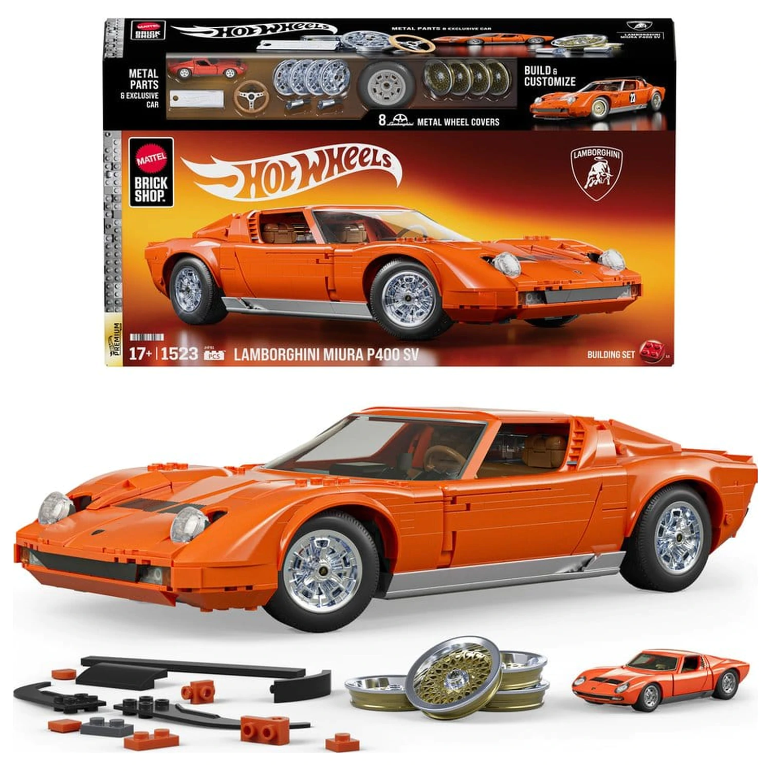 Hot Wheels Premium Mattel Brick Shop komplet za gradnjo 1/12 Lamborghini Miura P400 SV fotografija izdelka