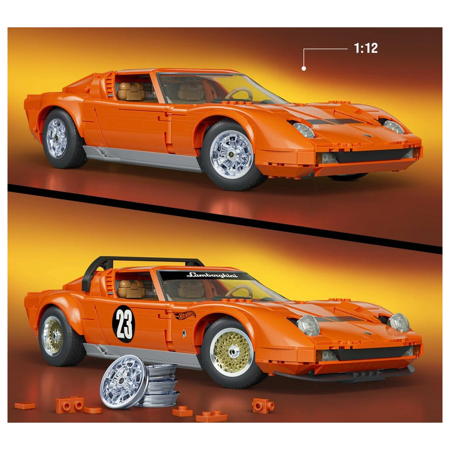 Hot Wheels Premium Mattel Brick Shop komplet za gradnjo 1/12 Lamborghini Miura P400 SV fotografija izdelka