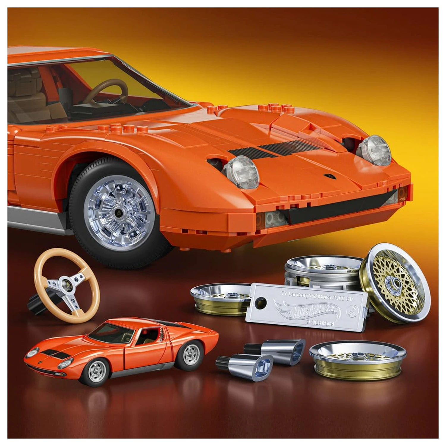 Hot Wheels Premium Mattel Brick Shop komplet za gradnjo 1/12 Lamborghini Miura P400 SV fotografija izdelka