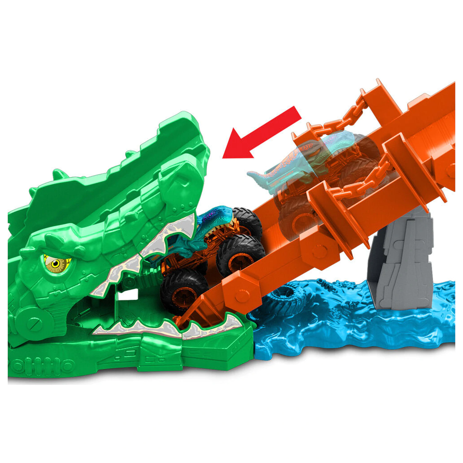 Hot Wheels Monster Trucks Cocodrile Crash Challenge set za igranje fotografija izdelka