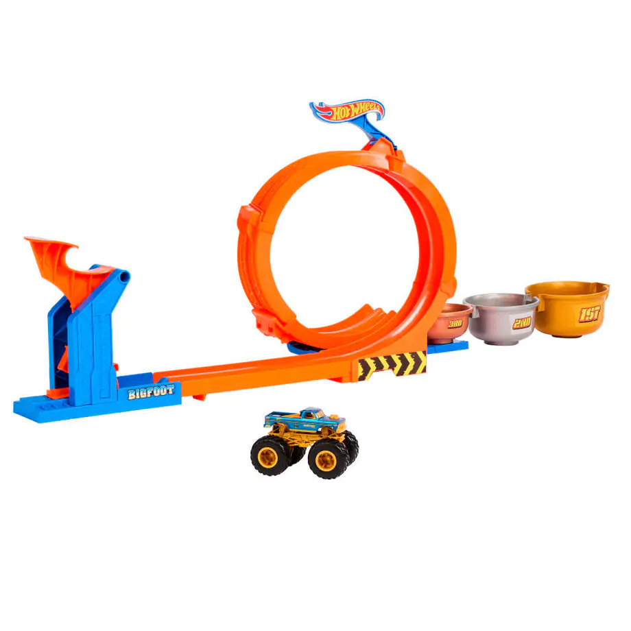 Hot Wheels Monster Trucks Igralni set Loop and Flip Trophy Challenge  fotografija izdelka