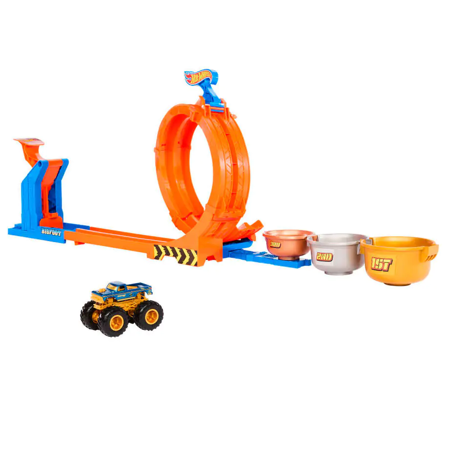 Hot Wheels Monster Trucks Igralni set Loop and Flip Trophy Challenge  fotografija izdelka