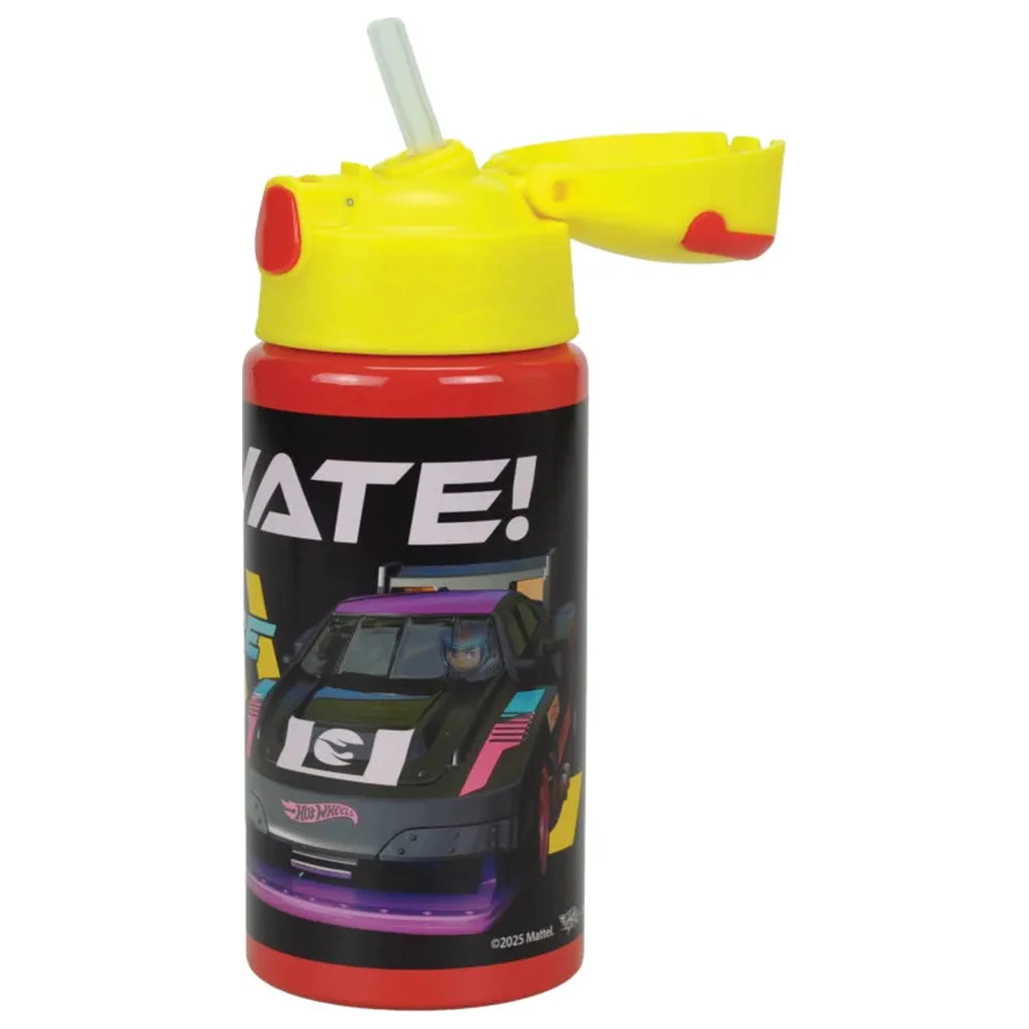 Hot Wheels Race aluminijasta steklenica s slamico z obešalnikom 500 ml fotografija izdelka
