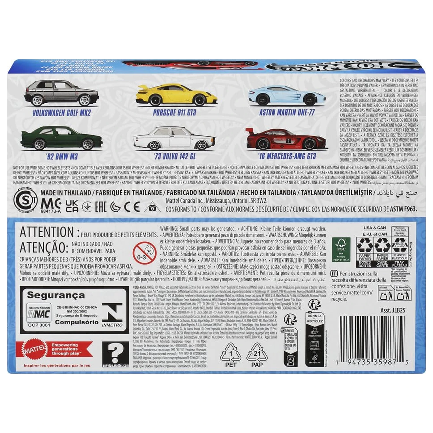 Hot Wheels Silver Series Die-Cast vozilo 6-paket 1/64 Euro Style fotografija izdelka