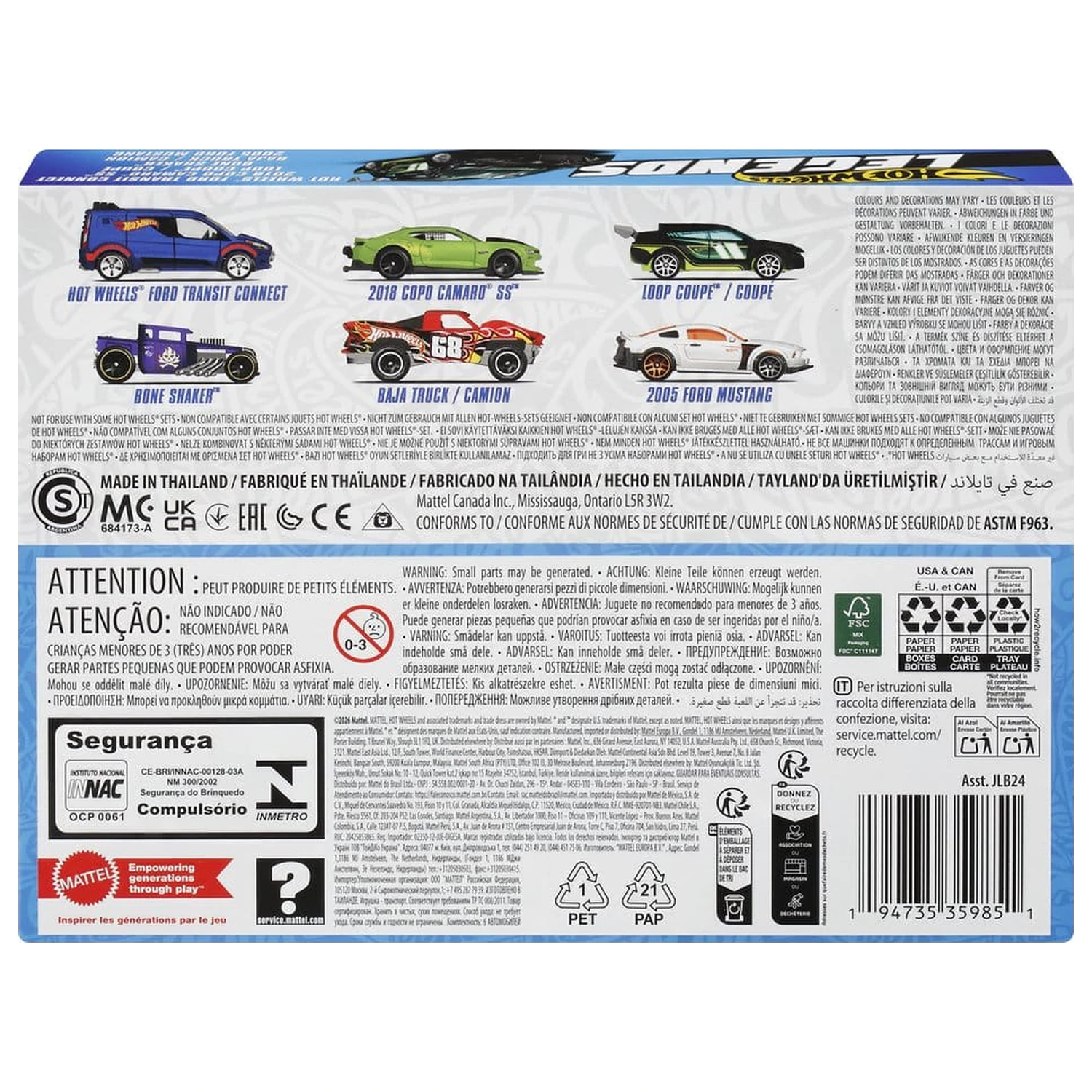 Hot Wheels Silver Series Die-Cast vozil 6-paket 1/64 Legends fotografija izdelka