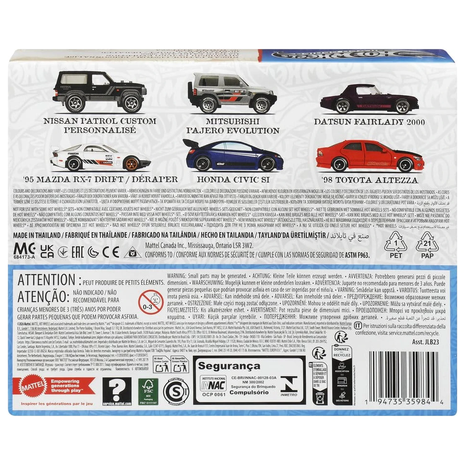 Hot Wheels Silver Series Die-Cast Vozilo Paket 6 kosov 1/64 Streets of Japan fotografija izdelka