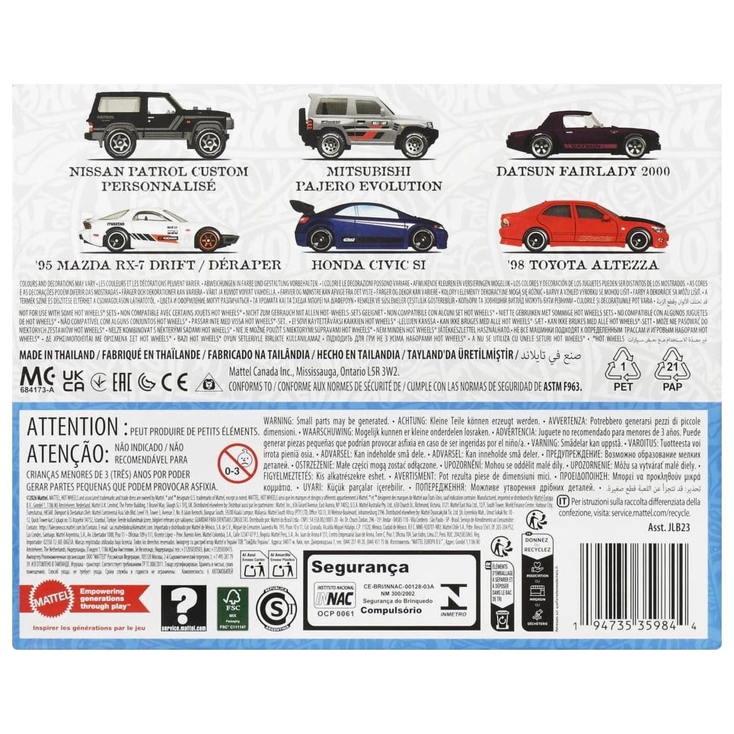 Hot Wheels Silver Series Die-Cast Vozilo Paket 6 kosov 1/64 Streets of Japan fotografija izdelka