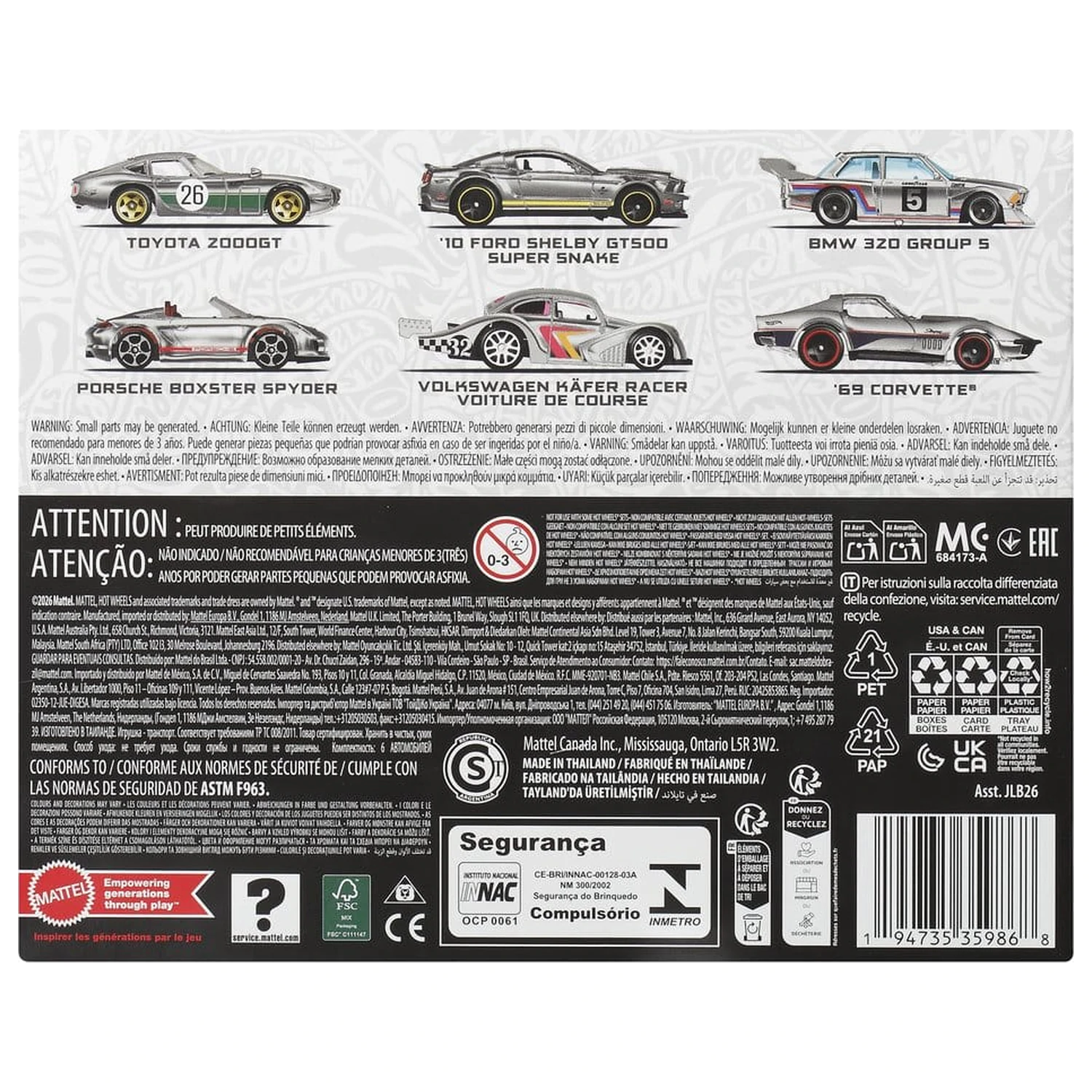Hot Wheels Silver Series model vozil Die-Cast 6-paket 1/64 ZAMAC fotografija izdelka